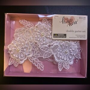 Studio His & Hers White Double Garter Set